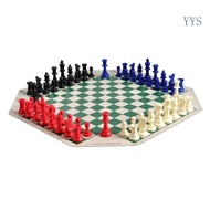 YYS 4-Way Chess Set Four Player Chess Board Game Combination Chess Game Unique Chess