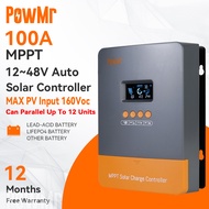 PowMr 100A MPPT Solar Charger Controller 12V-48V Auto Blacklight LCD Regulator Max PV Input 160VDC S