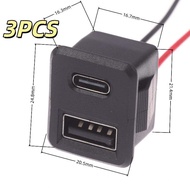 【1/3Pcs Power Socket With Cable Connector Double Layer Usb Female Base Type-C Socket & Female Usb La