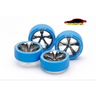 Tamiya 95654 Medium Dia Low Profile Tire Hard & Black Plated 5 Spoke Wheel Set (ASIA CHALLENGE 2024)