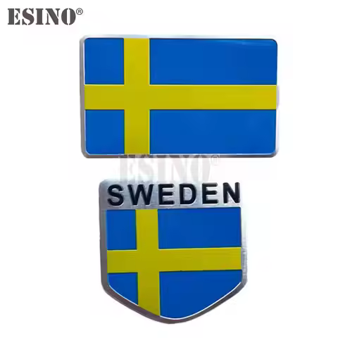Car Styling Sweden National Flag 3D Metal Chrome Aluminium Alloy Decorative Emblem Adhesive Badge St