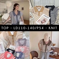 [READY] 100% BANGKOK THAILAND BRAND TOPPING WOMEN'S KNIT BLOUSE TOP BUTTON COLLAR V-NECK PLAIN SMALL