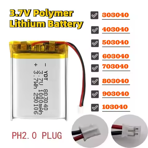 803040 3.7V Lithium Polymer Battery 303040 403040 503040 603040 703040 903040 103040 1200mAh 123040