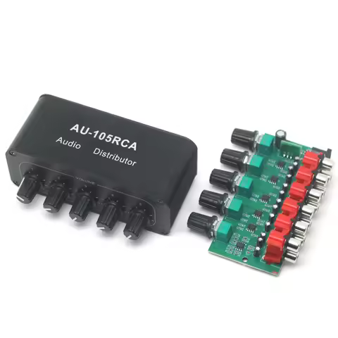 1 Input 5 Outputs Stereo Audio RCA Distributor 6dB Gain Audio Mixer RCA Splitter NJM4580 OpAmp For P