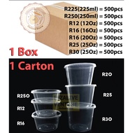 (1 Box) 500pcs Round Plastic Disposable Microwave Food Container | Tupperware Tapau Box | Bekas Maka