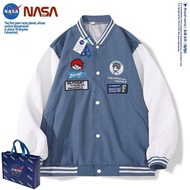 NASA Joint ญี่ปุ่นเบสบอลเสื้อแจ็คเก็ตผู้ชายเสื้อแจ็คเก็ตนักเรียนเบสบอลเสื้อแจ็คเก็ต Vintage jacket top Student jacket baseball uniform Black XL