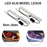 Lampu LED Alis Crystal Tear Mobil Motor 2 Warna 2 Mode DRL + Sein Jalan Sen Running 60CM 60 CM