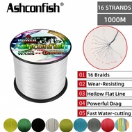 Ashconfish 16 Strands 1000M Professional Hollow PE Braided Fishing Line Multifilament Main Line Brai