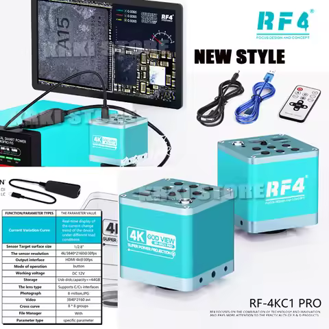 RF4 RF-4KC1 PRO Microscope HD 4K Camera, Real-time Current Tracking Curve Display ，For Mobile Phone 