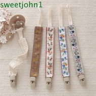 SWEETJOHN Baby Cloth Pacifier Chain, Ethnic Style Adjustable Soother Holder, Cute Dummy Clips Teethe