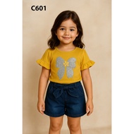 D4 Ribbon Adeline Girls' Denim Shorts Set C601