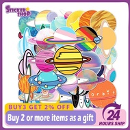50PCS Outer Space Planet Astronaut Colorful Planet Cartoon Graffiti Waterproof Sticker