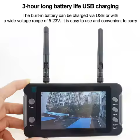 5.8G FPV Monitor with DVR 40CH 4.3 Inch LCD Display 16:9 NTSC/PAL Auto Search Video Recording RC FPV