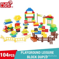 Zr30 104pcs Funlock Duplo Playground Blocks Set Creative Educational Building Toys for Kids Toddler 