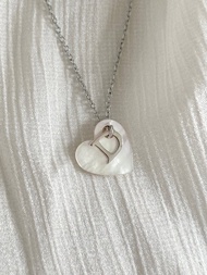 Dior貝殼心形D字雙吊墜銀色頸鏈 首飾包裝盒絲帶 日本中古Vintage