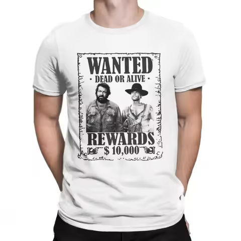 T Shirt Men Bud Spencer Terence Hill Wanted Lo Chimavano Classic Epic Movie Tshirt 100% Cotton Tees 