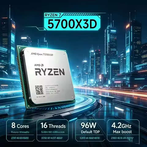 AMD R7 5700X3D Ryzen 7 5700X3D 3GHz Base 4.1GHz Boost 96MB 3D V Cache 8 Core 16 Thread AM4 Gaming De