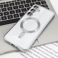 Plating Clear Magnetic Case for Samsung Galaxy A55 A05 A05S A15 A35 S24 S23 S20 FE Ultra Plus Cases 
