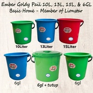 Plastic Bucket 2.5gl (10L) - 3.5gl (13L) - 4gl (15L) - 6gl (23L) Goldy Pail Basic Home (Member of Li