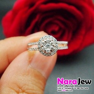 Diamond Ring Decorated With Clusters Width 8 Mm Genuine Level 0.34 ct