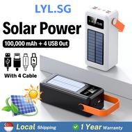 Solar Powerbank 100000mAh Original solar powerbank with 4 Cable Power Bank Besar Tahan Lama Powerban