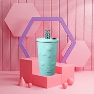 Heenoor Botol Termos Tumbler Geometris Gradasi & Bear Kopi-Teh Vacuum Insulated+Straw SUS 304 | 600M