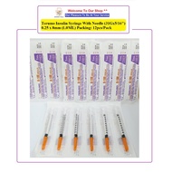 TERUMO INSULIN SYRINGE WITH NEEDLE ( 31G x 5/16" ) 0.25 x 8mm - 1ML - 12'S/PACK , MADE IN KOREA