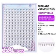 Yelix 4D/6D/8D/10D Pre Made Volume Fans 320 Cluster Eyelashes Extension (8-15mm)