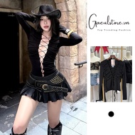 Gaeul store-Seductive y2k style knit design T-shirt for women's fashion