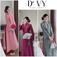 Ao Dai Ao Dai Set Straight Brocade Ao Dai with 4-Layer Ao Dai, Hem in White Silk Lining, Ao Dai CNY 