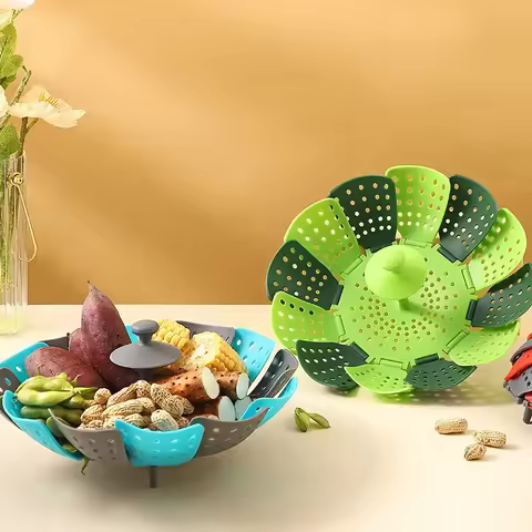 Folding Food Steamer Vegetable and Fruit Food Basket Steamer Rack Cooking Utensils Steam Kitchen Acc