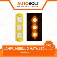 lampu modul 3 mata led smd dc 12 24 volt 3 watt mobil motor aquarium - kuning 12 v