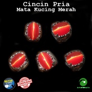 Batu Cincin Pria Wanita Akik Mata Kucing Merah Size Kantoran