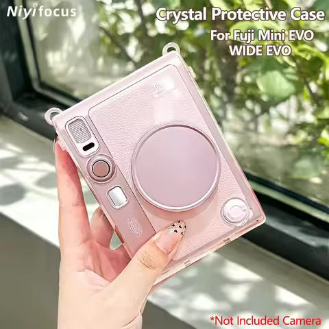 MINI EVO Crystal Case Translucent Pink Protective Cover Portable for Fujifilm Instax WIDE EVO Silico