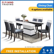 Cossi Marble Dining Set/ Marble Table/ Meja Makan/ Meja Makan Marble/ Meja Makan Set