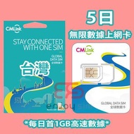 中國移動香港 - CMLink 5日【台灣 】 4G/3G 無限上網卡數據卡SIM咭