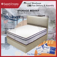 A99 Bed Frame | Frame + 10" Mattress Bundle Package | Single/Super Single/Queen/King Storage Bed | Divan Bed