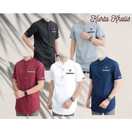 Baju kurta lelaki baju raya baju kurta lelaki lengan pendek lipat tepi Berpoket baju sahaja Alkalis
