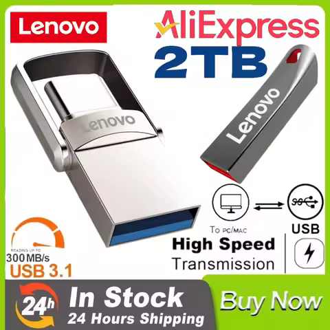 Original Lenovo 2TB Pendrive USB 3.1 Flash Drive Metal U Disk 2 IN 1 OTG 1024GB 128GB 512gb 1TB Pen 