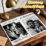 1Pc Custom Wedding Newspaper Poste- Personalized Photo & Text Print, Save The Date Announcement, Cus