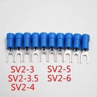 50PCS/Pack Blue Cable Wire Connector Furcate Pre-Insulating Fork Spade 16~14AWG Wire Crimp Terminals