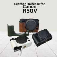 Leather Halfcase for Canon Eos R50V Body Cover Protector