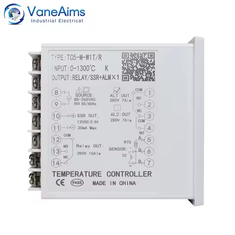 220V AC Thermostat TC5S TC5H TC5L TC5M RTD TC Universal Input SSR Relay Dual Output PID Temperature 