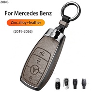 ZOBIG Zinc Alloy & Leather Key Fob Cover, Fits 2019-2026 Mercedes-Benz A C E S Class E63 W213 W177 G