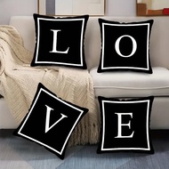 26 Black Letters A-Z Pattern Pillow Case 40x40/45x45/50x50cm Short Plush Cushion Cover for Sofa Bedr