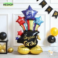 MESHOP GRAD Foil Balloon, Black Gold Large Graduation Balloon, Creative Background Standing 4D Gradu