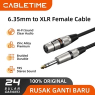 CABLETIME XLR Female to Aux 6.5mm Male Microphone Audio Jack Aux Speaker