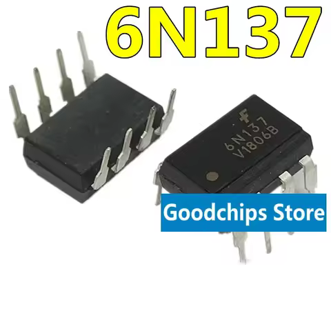 10PCS DIP8 Straight plug 6N137 EL6N137 optical isolator - logic output / optocoupler DIP-8 new impor