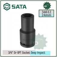 Long Socket Wrench 3/4" 24mm 6PT Impact Deep Socket 34612 Sata Tools
