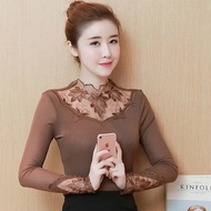 Cashmere thickened lace bottoming shirt women's long sleeves 2021 new Korean fashion versatile slim T-shirt autumn and winter top